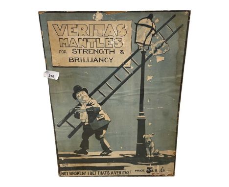 Veritas vintage trade sign, height 46 cm, width 35 cm