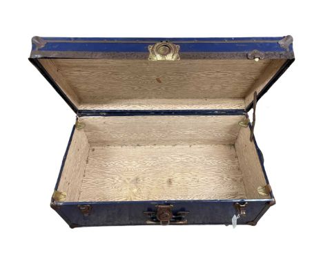 Vintage blue car travel trunk