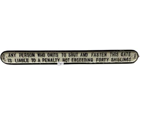 Cast iron LNER 'Close the Gate' sign