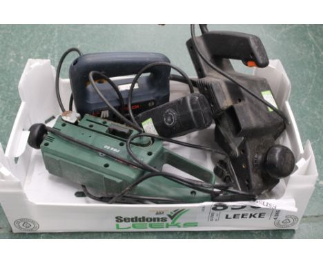Bosch 380 watt jigsaw, Black and Decker SR600, 500 watt planer, Bosch PBS60 sander and a Black and Decker 1600 watt hot air g
