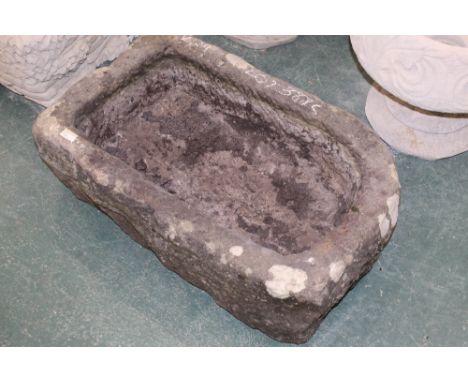 18th/19th century sandstone trough, 76 cm long x 45 cm wide x 22 cm deep