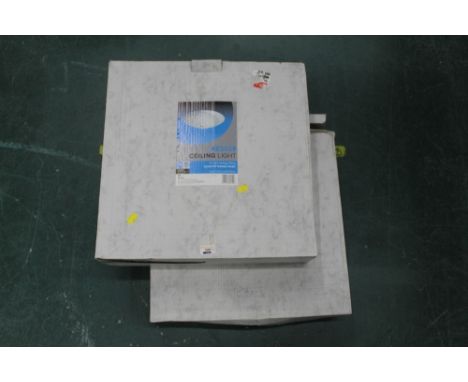 Two boxed, un-used three light ceiling fitting with glass pattern finish 