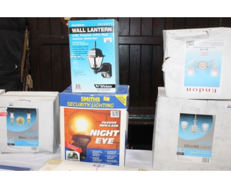 Smith's security light and a wall mounted lantern with motion detector, boxed, un-used