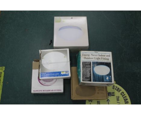 Five circular ceiling light fitting, boxed, un-used 