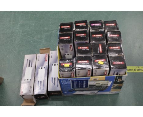 A box of 18 wall light fittings, boxed, un-used 