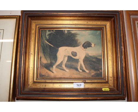 Oleograph of a dog in gilt frame