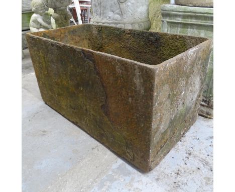 A cast iron rectangular trough / planter. 78x40x39cm. 