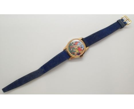 Vintage boys football wristwatch ( please see condition report ) CONDITION REPORT: Seconds hand present but loose.