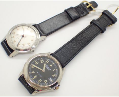 Two vintage wristwatches including black faced example  