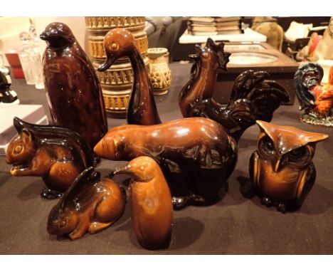 Quantity of brown ceramic animals made in England 