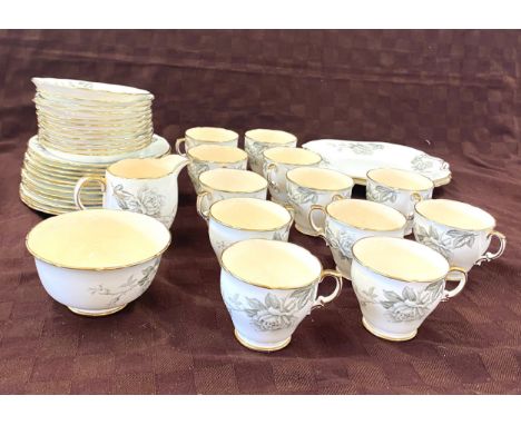40 Piece Hammersley Grey Rose tea set 