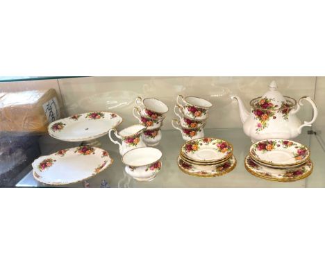 Selection of Royal Albert, Old country rose pieces to include  cake stand, 6 piece tea service 