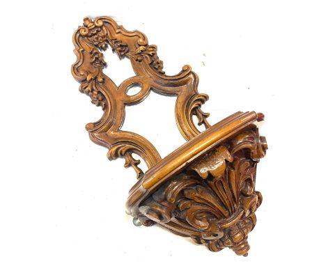Antique carved wall mirror/ shelf, 27.5" in height and 10.5" in depth 