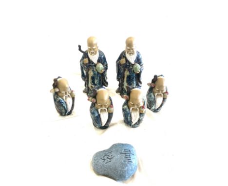 5 Ceramic chinese mud men wash jing figurines 