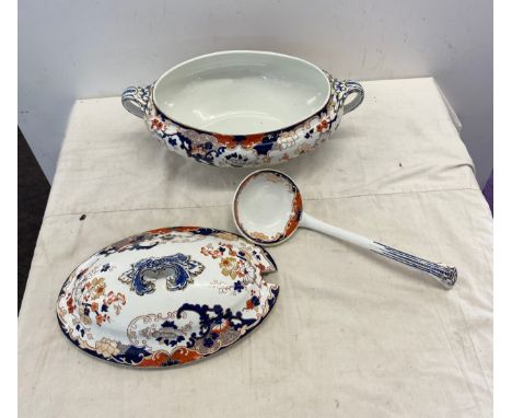 Masons soup tureen with ladle 