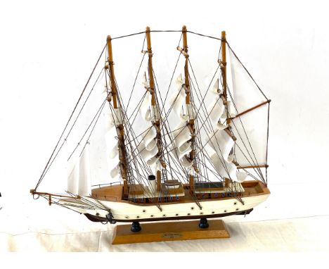USS Cutter Eagle 1946 model sail boat, approximate measurements: Height 18 inches, Length 20.5 inches 