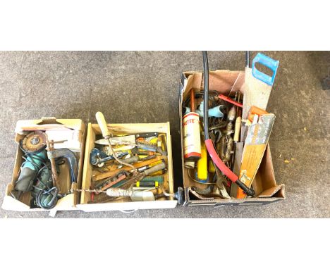 Large selection of tools to include hand screw drivers saw etc 