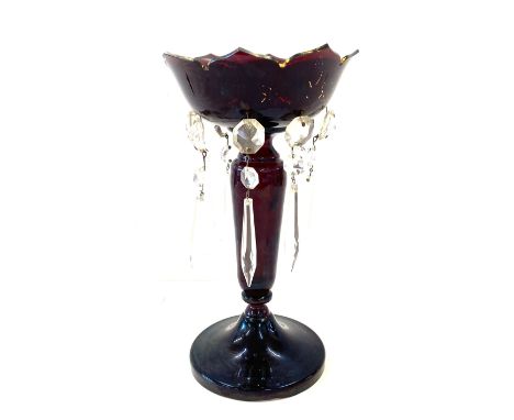 Vintage ruby red luster, approximate overall height: 11 inches 