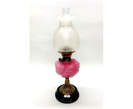 A lovely 19th century brass and glass oil lamp by Duplex, H. 58cm.