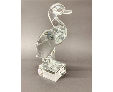 A Baccarat signed crystal model of a duck by George Chevalier c. 1940, H. 26cm.