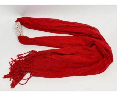 An unusual freshwater pearl decorated scarf.