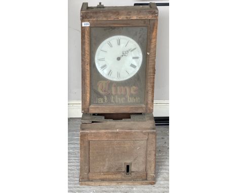 An oak timekeeper's clock case adapted for time at the bar, H. 90cm.
