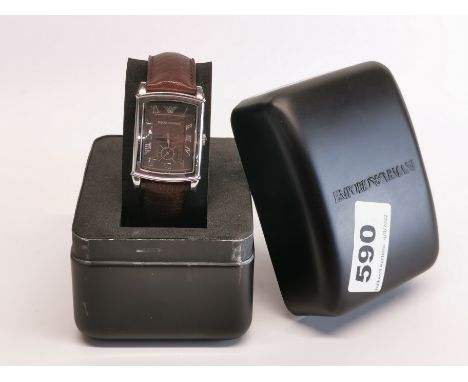 A gent's brown face Emporio Armani wristwatch.