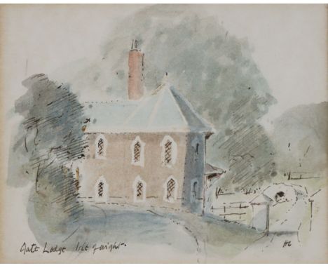 SIR HUGH CASSON (1910-1999)  “Gate Lodge, Isle of Wight” &amp; “Fishing Boats”, each signed with initials &amp; inscribed, pe