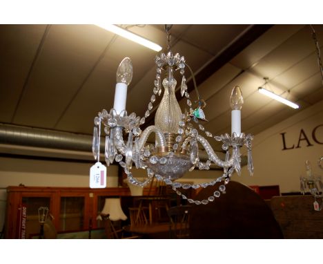A cut glass three light hanging electrolier, approx. drop 40cm