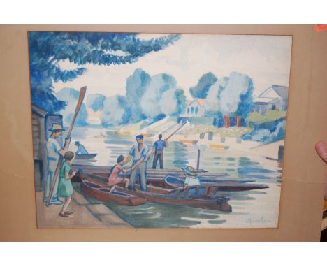 Assorted unframed watercolours to include Gordon, Market Trader scenes, and hunting scene etc Condition Report / Extra Inform