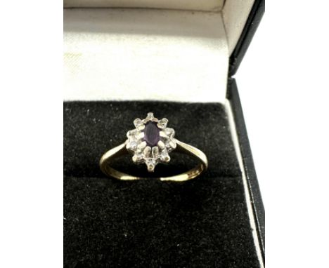 9ct gold diamond and amethyst ring (1.7g) 