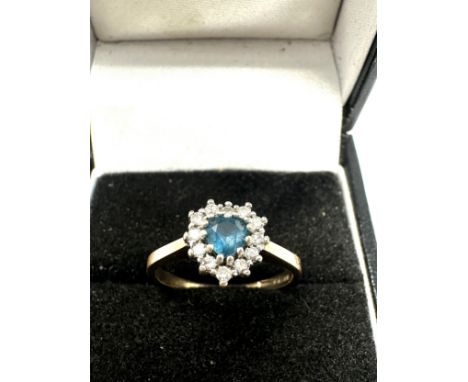 9ct  gold diamond and topaz heart ring (2.2g) 