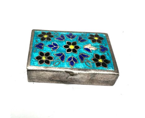white metal &amp; enamel pill box 