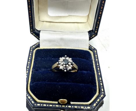 9ct gold diamond &amp; sapphire  ring (2g) 