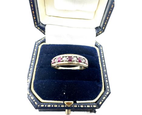 9ct gold diamond &amp; ruby ring (3.1g) 