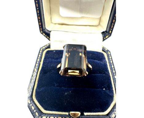 9ct gold vintage smoky quartz cocktail ring (3.9g) 