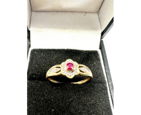 9ct gold diamond and ruby ring (1.8g) 