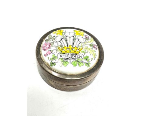 Silver Enamel Charles Diana Trinket Box 1981 Ltd Ed Ich Dien, hallmarked 