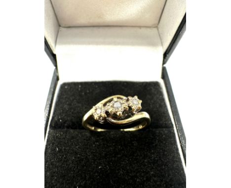 9ct gold diamond trilogy bypass ring (1.9g) 