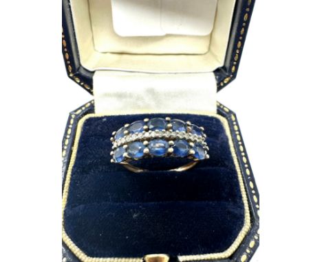 9ct gold diamond &amp; blue stone ring (2.9g) 