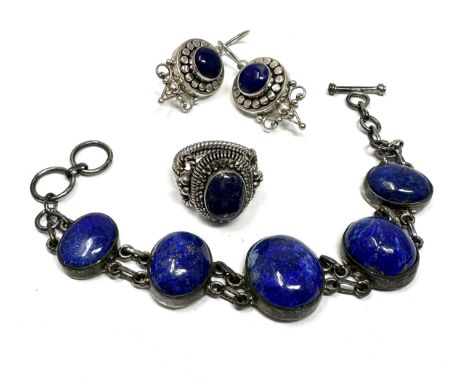 3 X .925 Lapis Jewellery Including ring By Suarti (61g) 