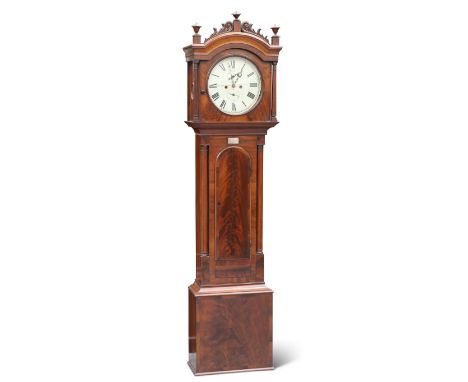 A MID-19TH CENTURY SCOTTISH MAHOGANY EIGHT-DAY LONGCASE CLOCK, signed William Mackie, Aberdeen, the circular 13-inch white pa