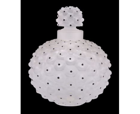 LALIQUE, A 'CACTUS' SCENT BOTTLE AND STOPPER, frosted glass with black enamel decoration, bears 'CRISTAL / LALIQUE ®/ PARIS'&