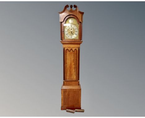 A 19th century inlaid mahogany longcase clock, with brass and silvered dial Tempus Fugit dial signed  Rob Hodgkin of London, 
