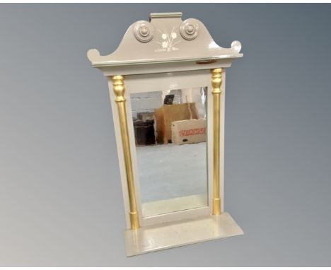 A painted continental hall mirror with shelf 