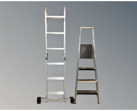 A set of folding steps together with an aluminum multi function ladder 