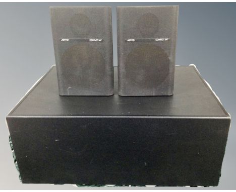 A Jamo SW80 bass speaker together with a pair of Sat speakers.