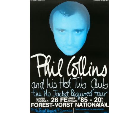 Phil Collins Brussels Forest national concert poster, vintage Elvis Presley photos, Michael Jackson History tour guest passes