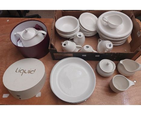 A large collection of Portmeirion Liquid pattern tea set to include a boxed tea pot , cream sugar plates 6 cups and saucers (