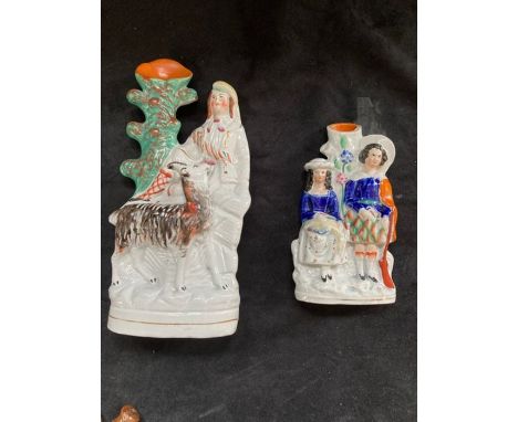 2 late Victorian Flat back Staffordshire figures/one vase one figure, Beer Stein, selection of trinket trays, Royal commemora